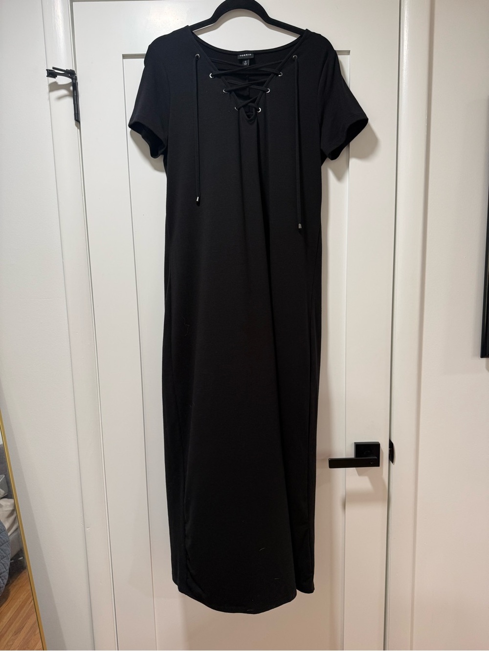 torrid Black Lace-Up Short Sleeve Maxi Dress